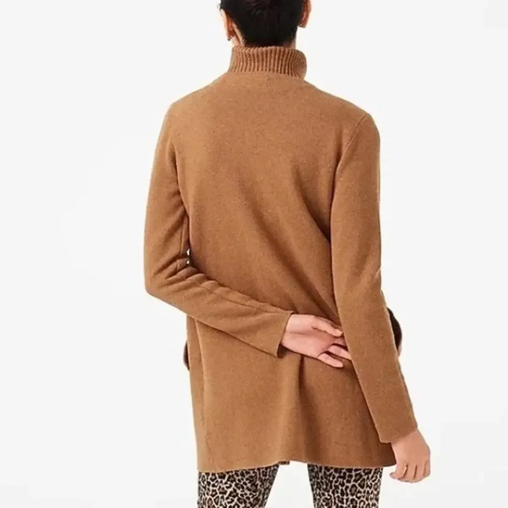 J. Crew Vanessa Cardigan Sweater Jacket Open Front Longline S Cotton Camel Tan